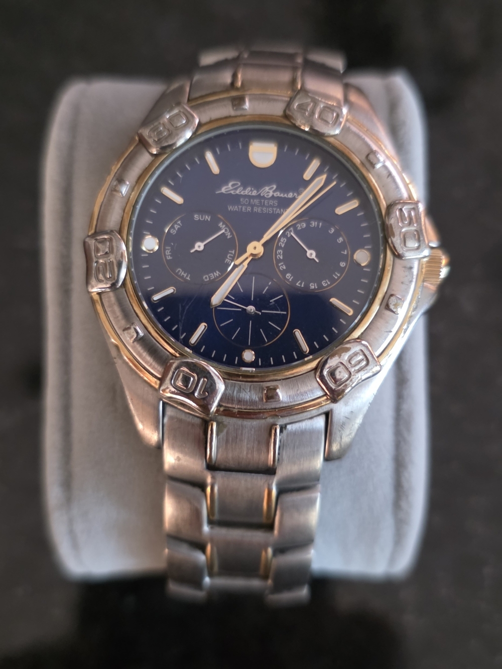 Eddie Bauer Silver and Blue Multifunction Men's Watch